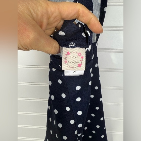 Heart & Arrow polka dot navy ruffle jumper. Girls size 4 - Picture 4 of 4